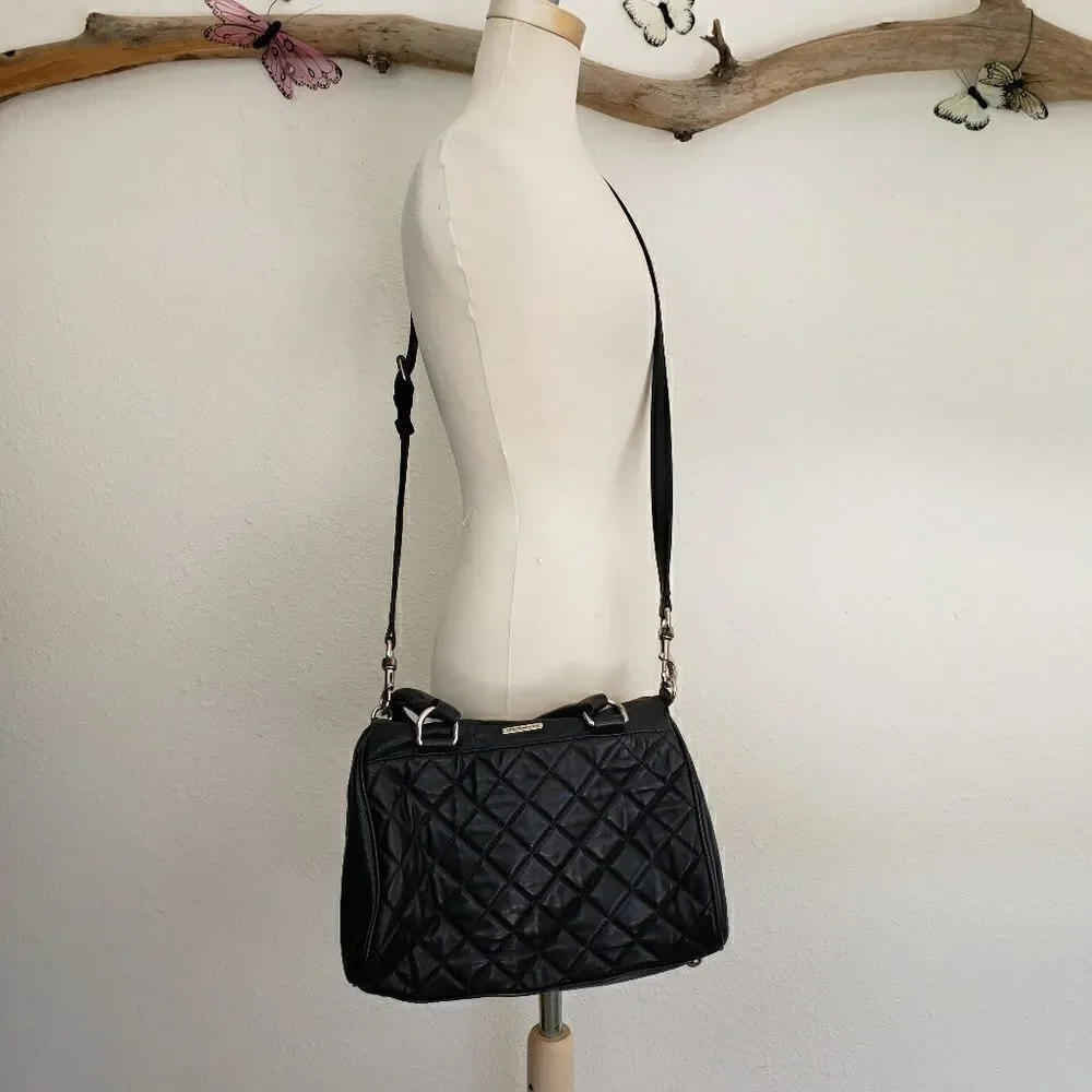 Rebecca minkoff quilted black leather satchel